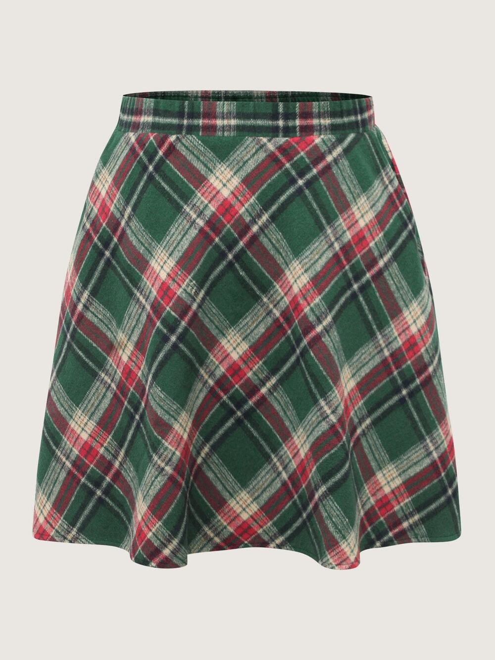 Bloomchic Plaid Elastic Waist A Line Mini Skirt Size 22-24